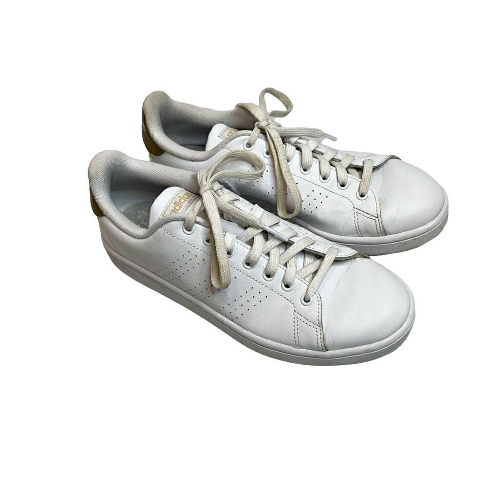 Adidas white perforated cloud foam advantage sneakers size 9.5
